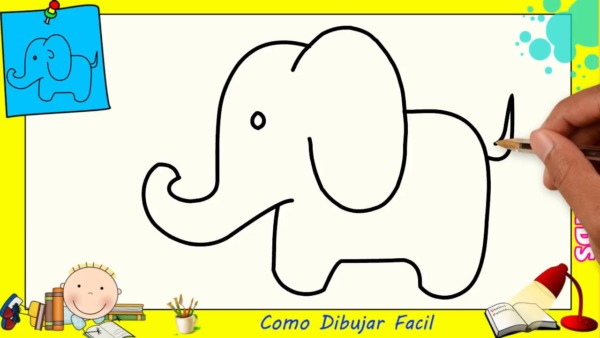 ¿Cómo dibujar un elefante de dibujos animados simple?